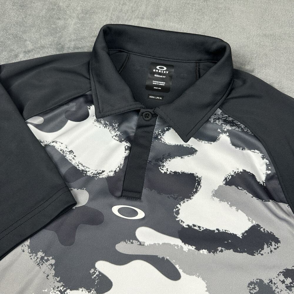 Oakley Fairway Polo Shirt Men's XL Gray White Camo Performance Stretch Golf